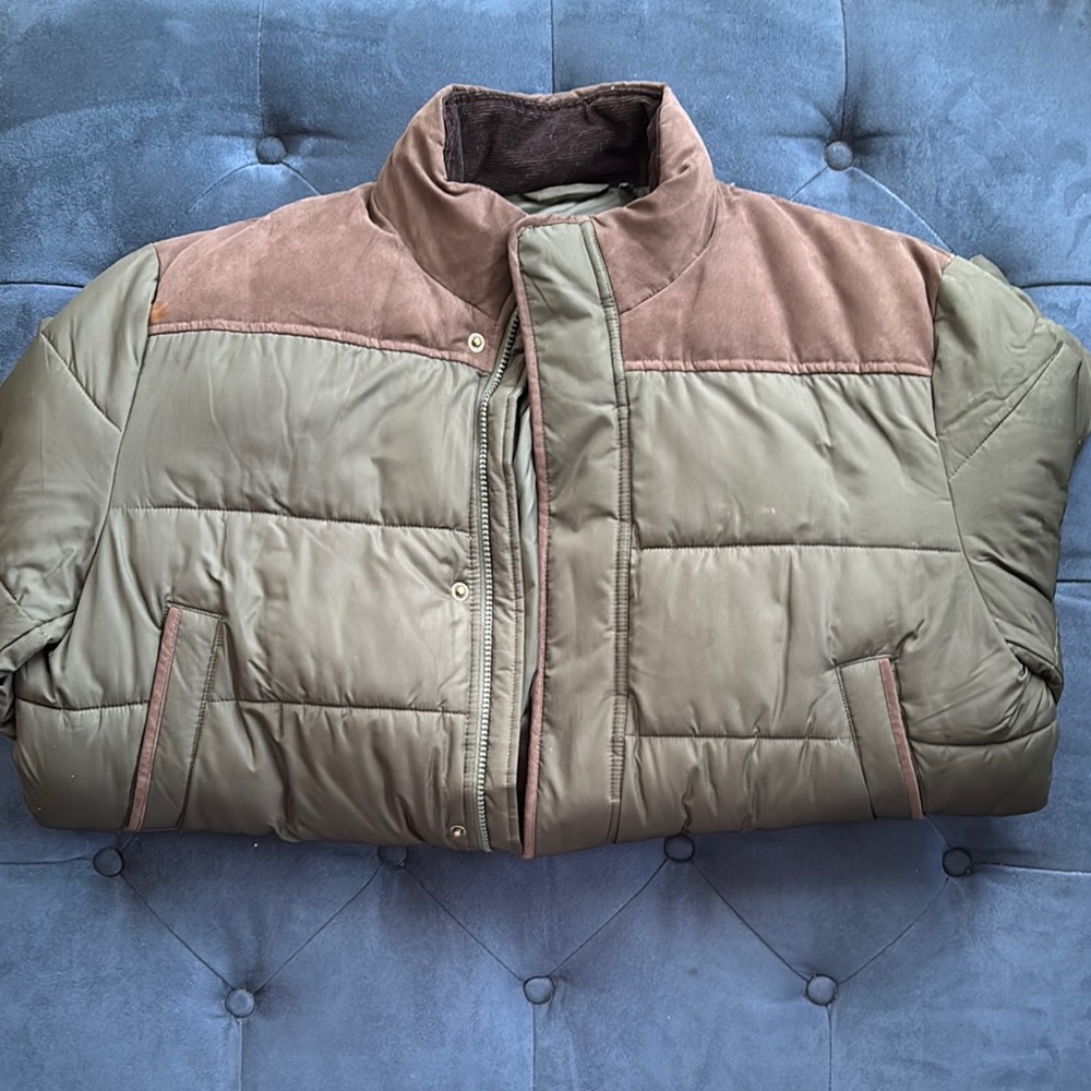 Barbour Olive & Brown Quilted Puffer Jacket Men's (Size: XL) - Picture 10 of 10